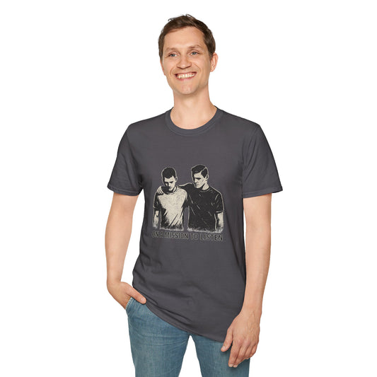 Men's Mental Health Support T-Shirt — "On a Mission to Listen" / "You Are Not Alone"