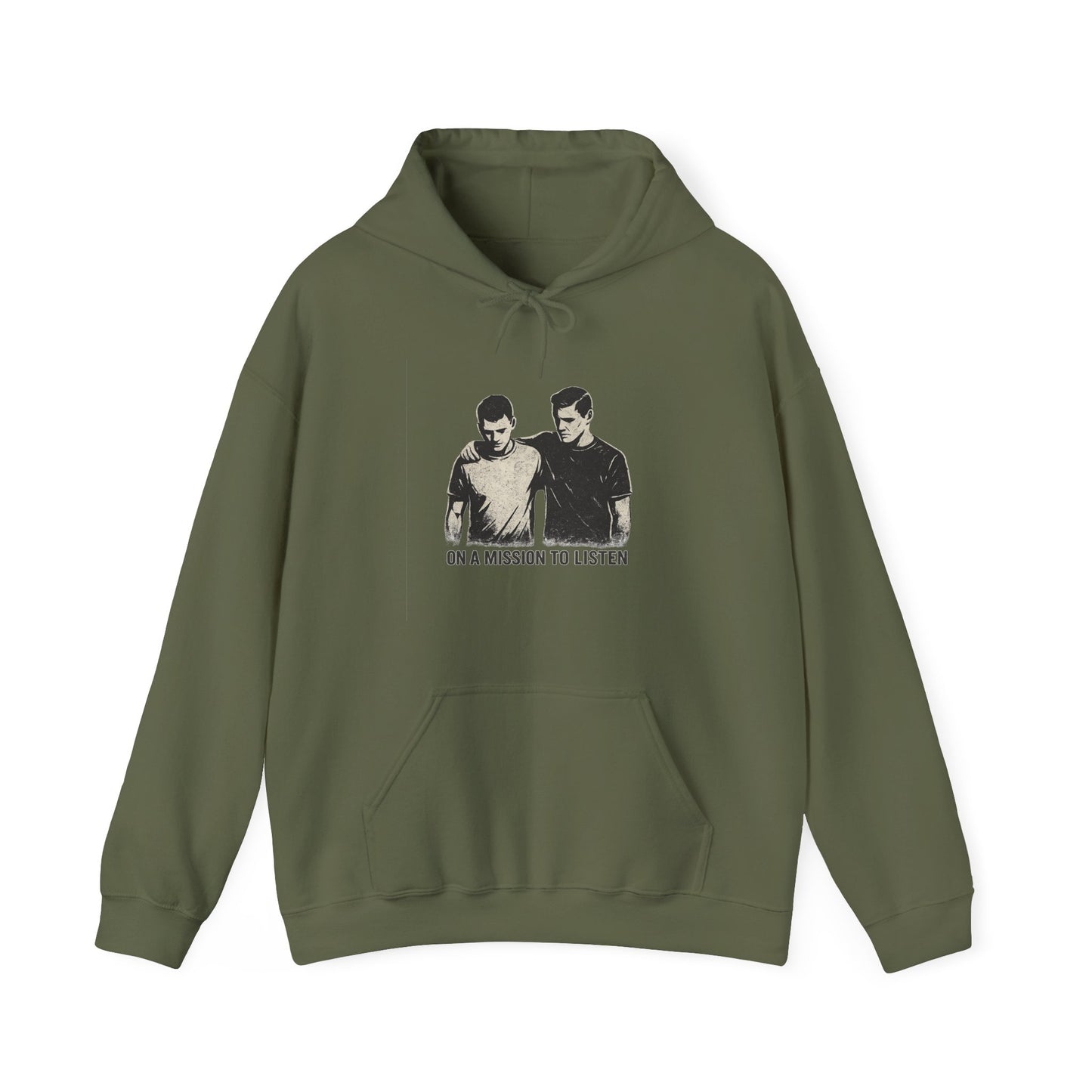 Men’s Mental Health Hoodie — “On a Mission to Listen” / “You Are Not Alone”