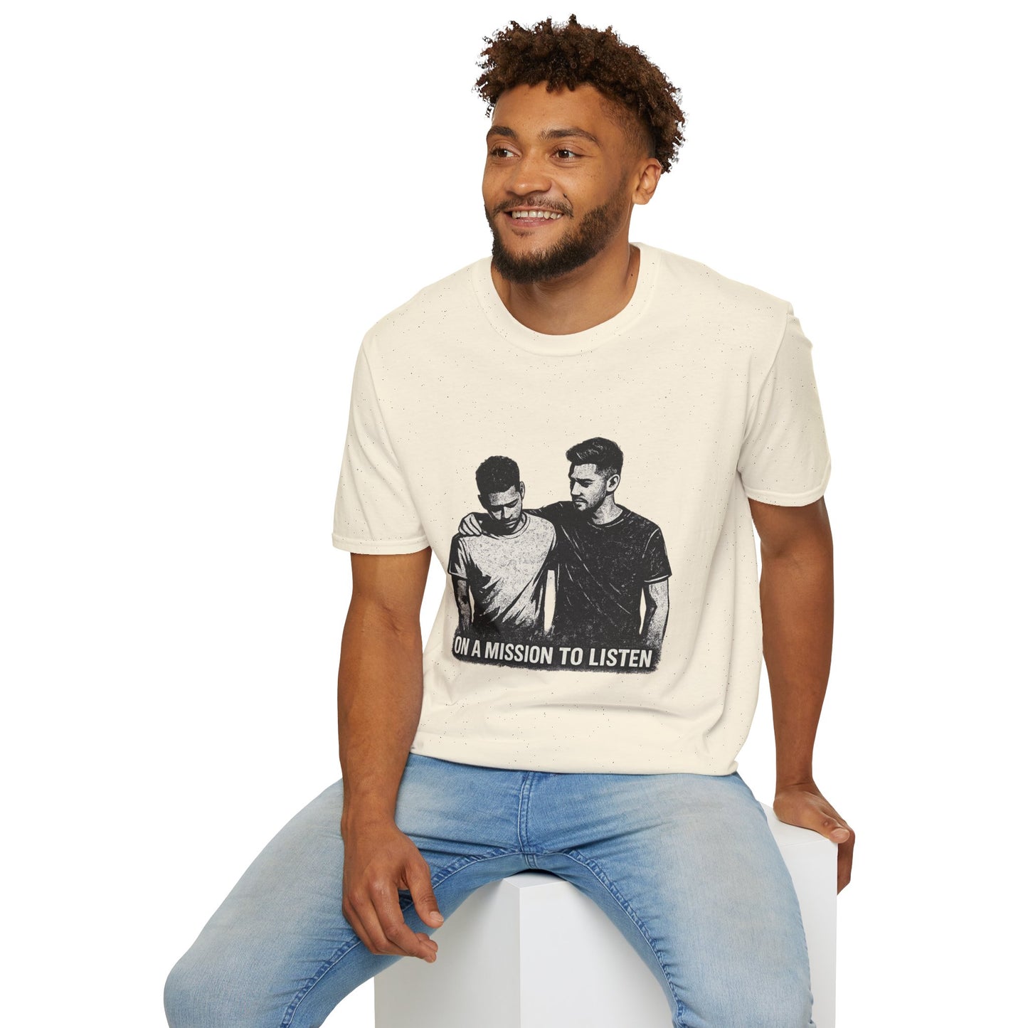 Men's Mental Health Tee — "On a Mission to Listen" / "You Are Not Alone"